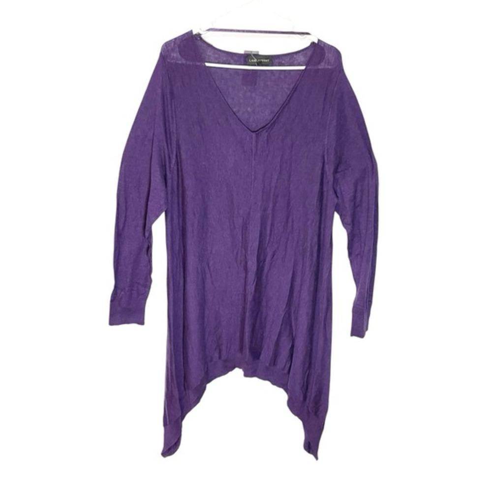 NEW Lane Bryant 22/24 Purple Tunic Sweater Sharkbite Hem V-Neck Lightweight Boho